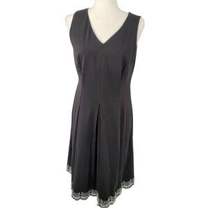 Womens Talbots Dress Size 6 Sleeveless Pleated Black Embroidered Fit and Flare